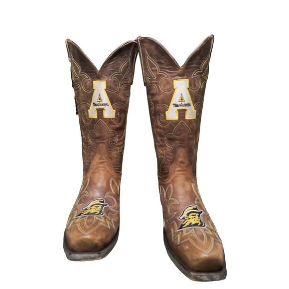 NCAA Appalachian State Mountaineers Embroidered Distressed Men's Gameday Boots - Picture 1 of 14